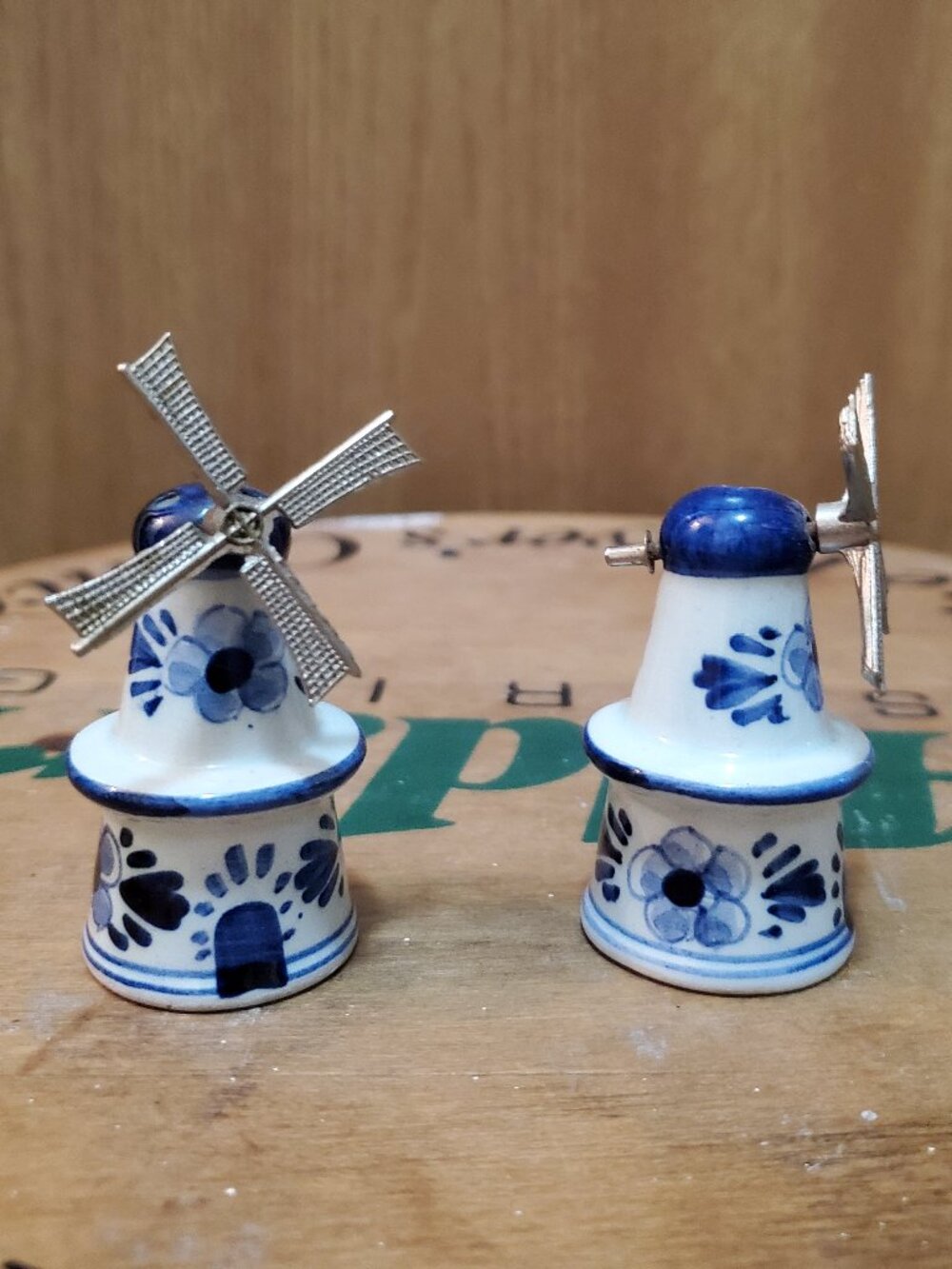 Dutch Blue and white pottery salt and pepper shakers.
